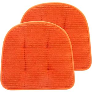 Memory Foam Chair Cushion, U-Shape 17" x 15" Tufted Non-Slip Back Seat Cushion for Dinning Room, Office, Kitchen, 2 Counts, Orange