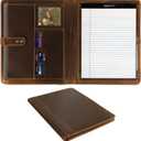 ELIZO Leather Portfolio Padfolio Leather Binder Folder for Men and Women Professional Business Portfolio Organizer Men and Women (Classic, Antique Classic)