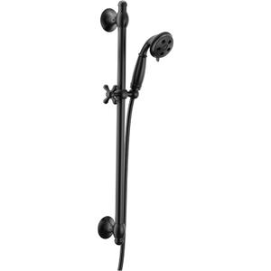 Delta H2Okinetic Matte Black 3-Setting Shower Slide Bar, Slide Bar Shower Head with HandHeld Spray, Detachable Shower Head with Hose, 1.75 GPM Flow Rate, Matte Black 51308-BL