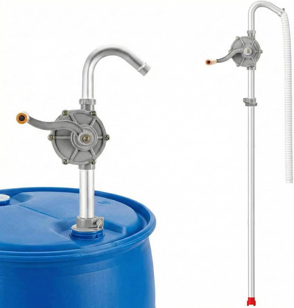 DR.tuer All-Aluminum 55 Gallon Drum Pump  Manual Fuel & Oil Transfer Pump for Diesel, Kerosene, Hydraulic & Lubricating Oils  Heavy Duty Rotary Barrel Hand Pump Fits 1555 Gal Drums