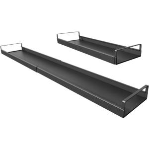 Expandable Magnetic Spice Rack, 16 to 30 Inch Over Stove Organizer Shelf, Heavy-Duty Kitchen Storage Solution with Strong Magnets, Space-Saving Spice Rack Organizer Black 30 inch