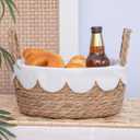 Scalloped Wicker Storage basket organizing for bread,Set of 3