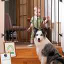 Babelio Baby Gate for Stairs, Kitchen & Doorways, No Bottom Bar| Easy Installation| One-Handed Operation| Auto-Close| Hardware Mount (Drill Needed) Safety Dog Gate (Black - B17, 34" H, 29-49" W-Wide)