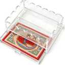 Clear Acrylic Trays for Needlepoint with Insert Drawer 5" x 7", HKKZYT Small Scalloped Acrylic Tray Organizer for Photos, Art, Napkin, Fabric, Messages Display Basket