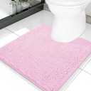Smiry Luxury Chenille Toilet Rugs U-Shaped 20x20, Soft Absorbent Non-Slip Contour Bathroom Rugs for Toilet, Machine Washable Contoured Bath Mats, Pink