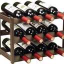 Bamboo Wine Rack, Sturdy and Durable Wine Storage Cabinet Shelf, Wine Racks Countertop for Pantry - 3 Tiers 12 Bottle Wine Rack, Moca