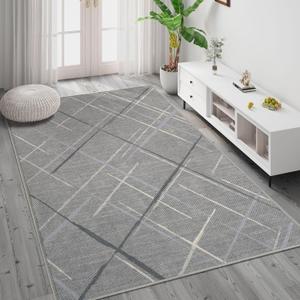 3x5 Modern Washable Area Rug, Doormat Rugs, Tear and Stain Resistance, Non-Slip, Hand Woven Style Thin Entryway Rug Throw Rug for High Traffic Entrance Kitchen Bedside - Dark Gray (Leo-dark Grey)