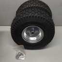 15x6.00-6 Flat Free Lawn Mower Tire and Wheel 2 Pack, with 3/4" Bearings & 5/8" and 1" Bushings, 3" Centered Hub, Compatible with John Deere Riding Mower, Lawn Tractor