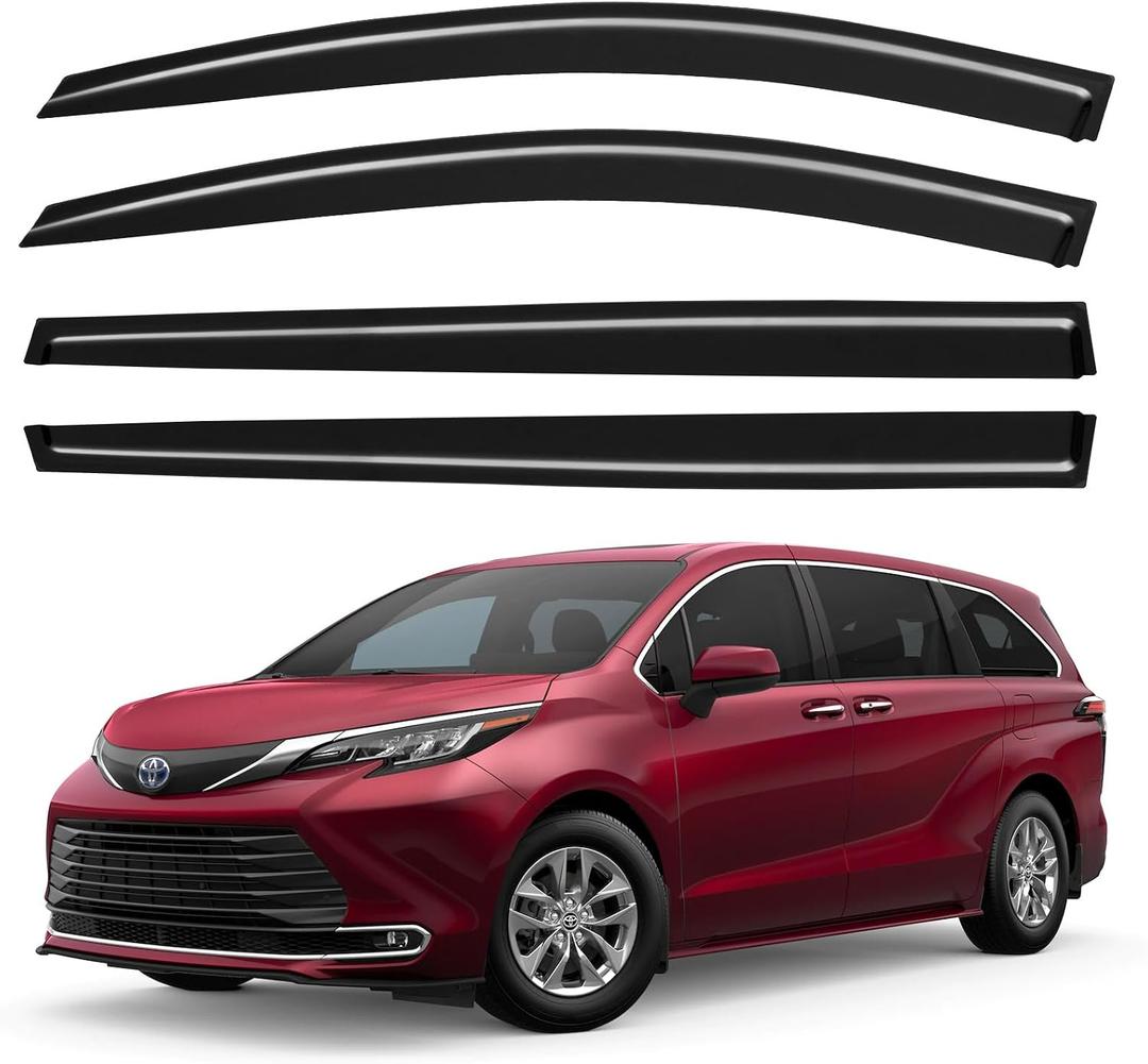 Window Visors Rain Guards for 2021 2022 2023 2024 2025 2026 Toyota Sienna, Out-Channel Window Vent Wind Deflectors Visors Shades for 21 22 23 24 25 26 Sienna