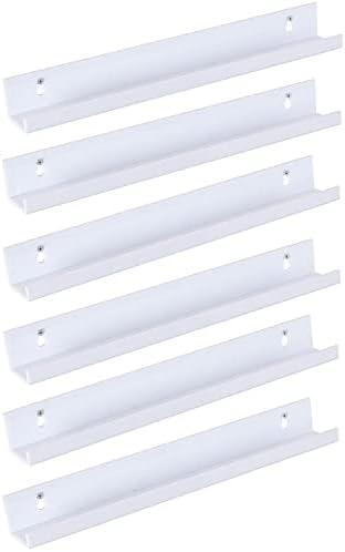 Sooyee 6 Pack Wall Shelves,15 Inch Floating Shelf Hanging Shelves for Wall Storage,Small Bookshelf,Kids Room Decor,Wall Mounted Shelves Display for Funko pop,Toy,Record,Vinyl,Picture,Book,White