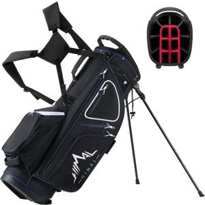 14 Way Golf Stand Bag, Golf Bags for Men with Stand, Top Dividers Ergonomic with 10 Pockets (Black)