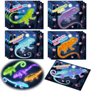 SpringFlower Valentines Day Cards for Kids School, 24 Pack Valentines Cards with Glow In The Dark Lizard, Valentine's Gifts Exchange for School, Valentines Party Favors Prizes for Kids Boys Girls