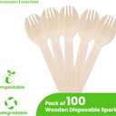 5.5" Disposable Wooden Sporks/Natural Wooden Utensils- Pack of 100ct