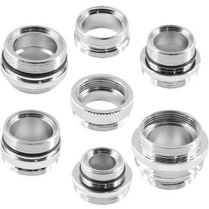 7-Piece Faucet Adapter Set - Brass Male & Female Aerator Adapters for Sink, Water Filter, Garden Hose & Standard Hose via Diverter(7 Different Size)