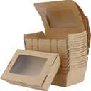 SEUNMUK 30 PCS 40 OZ Kraft Brown Food Boxes, Disposable Kraft Paper to Go Box Containers, Take Out Food Containers, Recyclable Lunch Box with Windows for Restaurants, Catering and Parties