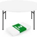 Moosfor Round Spandex Tablecloth 2 Pack, Elastic Fitted Waterproof Tablecloths for 36"-44" Tables, Stretch Washable Picnic Table Cover for Camping, Dining, Indoor and Outdoor, White