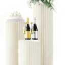 3 Pack Portable White Cylinder Stands for Party, 31.5", 23.6", 15.7" Height Foldable Cardboard Tall Cake Pedestal Stand Flower Floral Pillar Table Stand, cilindros para fiestas redondos blancos for Wedding Parties