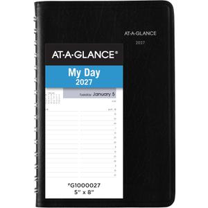 AT-A-GLANCE 2027 Appointment Book Planner, Daily, 5" x 8", Quarter-Hourly, DayMinder, Black (G1000027)