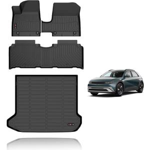 KELCSEECS Floor Mats & Cargo Liner Custom for Hyundai Ioniq 5 2025 Unmovable Center Console (Fixed Center Console) All Weather Car Mat TPE Floor Liners Ioniq 5 Accessories Trunk Mat