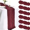 6 Pack 10FT Burgundy Cheesecloth Table Runner 120 Inch Long Gauze Rustic Boho Spring Cheese Cloth Table Runner Sheer Fabric Decorations for Holiday Party Wedding Banquet Bridal Baby Shower Dcor