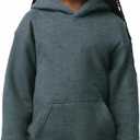 Gildan Youth Hoodie Sweatshirt, Style G18500B (Medium, Dark Heather)