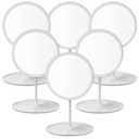 DoubleFill 6 Pcs Spa Party Mirrors Gifts Sleepover Party Favors Make up Table Mirror for Women Girls Mothers Day Accessory Sleepover Supplies Bridesmaid Gifts Slumber Birthday Favors(White)