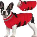 Mklhgty Small Dog Coat with Harness Built-in, Waterproof Reflective Fleece Lined - Warm Windproof Winter Jacket with Back Zipper, Cold Weather Snow Dog Coats - Red - XS