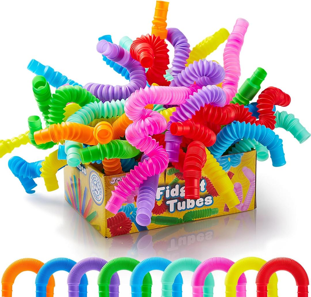 JOYIN 18 Pack Pop Tubes, Sensory Toys (Small) Fidget Toys Party Favors - 9 Colors, Creativity Learning & Fun for Toddler Kids - Perfect for Easter Goodie Bags, Classroom School Reward