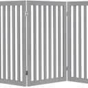 unipaws 36H Free Standing Pet Gate for Dogs and Cats, Tall Wooden Dog Gates for Doorway, Stairs, Dog Room Divider, Foldable Pet Fence for The House, Expandable Barrier, Indoor Use, Grey