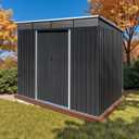 8 x 6 FT Outdoor Storage Shed, Metal Garden Tool Shed with Slooping Roof, Lockable Doors and Aluminum Frames, Easy to Assemble for Garden, Patio, Lawn, Black