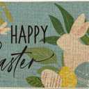 Artoid Mode Blue Rabbit Flowers Bunny Eggs Happy Easter Doormat, Home Decor Low-Profile Switch Rug Door Mat Floor Mat for Indoor Outdoor 17x29 Inch