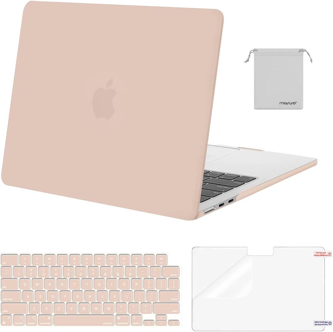 MOSISO Compatible with MacBook Air 13 inch Case M5 2026 M4 2025 M3 M2 2024-2022 A3449 A3240 A3113 A2681,Hard Shell&Keyboard Cover&Screen Film&Pouch for MacBook Air 13.6 inch Case, Camel