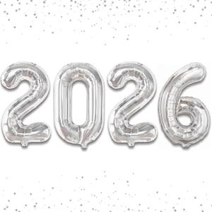 6 x KatchOn, Silver 2026 Number Balloons - 16 Inch | 2026 New Year Balloon | 2026 Balloon | Silver Foil Balloons 2026 For New Years Decorations 2026 | New Years Eve Party Supplies 2026 | NYE Decorations