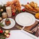 I00000 102 Pcs Ivory Plastic Plates, Disposable Party Plates Include 51 Ivory Dinner Plate 10 and 51 Plastic Dessert Plate 7 Perfect for Birthday, Party & Wedding