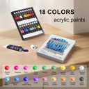 Acrylic Paint Set for Kids & Adults, Art Painting Supplies Kit with 18 Acrylic Paints, Paint Brushes, Canvas, Easel