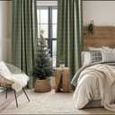 KGORGE 100% Blackout Plaid Curtains 2 Panels, Moss Green Windowpane Check Thermal Insulated Vintage Patterned Grid Drapes for Bedroom Living Room Kids Room, Rod Pocket Back Tab, W52 x L84