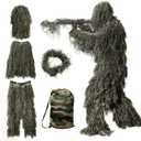 DoCred 5 in 1 Ghillie Suit, 3D Camouflage Hunting Apparel w/Jacket, Pants, Hood, Carry Bag for Adults/Youth, S/M/L/XL/XXL