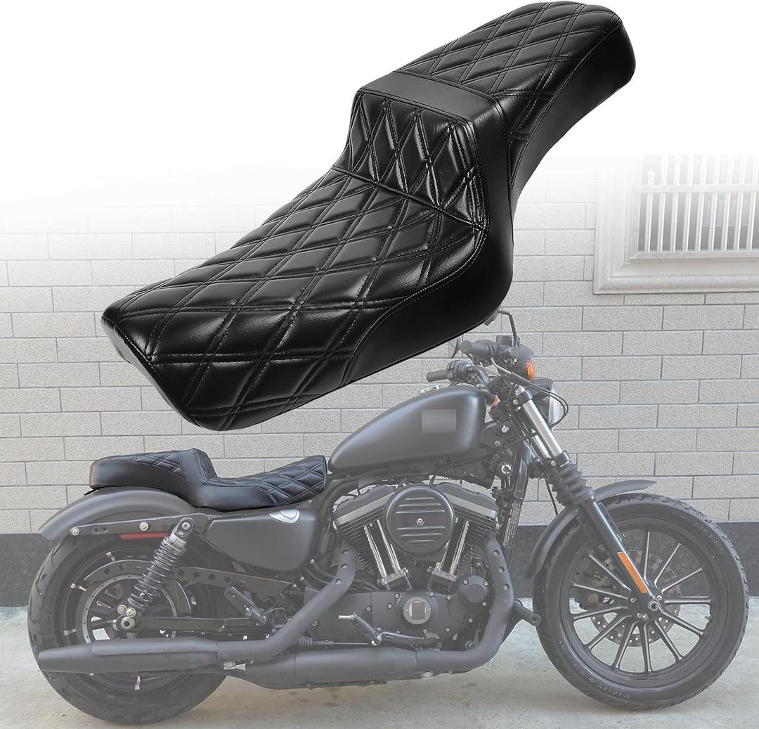 MOJILIN MotorcycleSeats fit Sportster Seat for Harley XL883N Sportster 883 1200 X48 Iron883 2004-2006&2010-2022 Forty Eight Seventy Front Rear Driver Passenger Seat TwoUp seat for2.0-3.3GAL Fuel Tanks