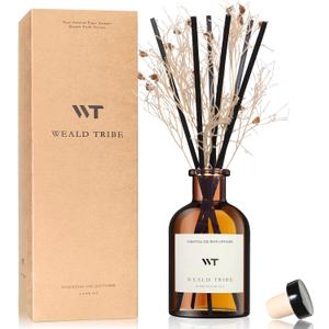 WEALD TRIBE Flower Reed Diffuser Set Clean White Linen Scent for Bathroom Air Fresheners | 4.0 fl oz Essential Oils with Sticks Home Fragrance Defusers | House Bedroom Office Shelf Decor & Gift