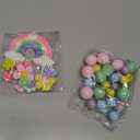 39 Pcs Pastel Balls Cake Toppers Daisy Flower Cupcake Decoration Boho Rainbow Cake Topper with Happy Birthday Banner for 70s Groovy Hippie Party Supplies