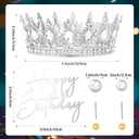 8 Pcs Silver Queen Crown Cake Topper, Happy Birthday Cake Toppers Foam Balls Rhinestone Crystal Tiara Wedding Decoration for Princess Party Photo Props for Women Princess