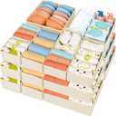 DIMJ Drawer Organizer Clothes 18 Pack - Foldable Baby Organizers and Storage & Dresser Organizer for Bedroom, Closet - Nursery Organization Dresser Dividers for underwear, Sock,Bra, Belt, Tie, Beige