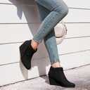 Womens Wedge Ankle Boots Braided Fringe Strap Western Heeled Fall Booties Dress Shoes (Brown) 9