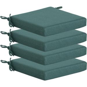 Outdoor Chair Cushions Set of 4,350GSM Fabric,Water-Resistant UV Resistant Weather Resistant with YKK Zippers, Square Corner Patio Chair Cushions with Ties, 20"x20"x3.1",Deep Teal
