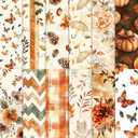 24 Sheets Fall Scrapbook Paper, Autumn Decorative Craft Paper Folded Flat for Fall Baby Shower Card Making Thanksgiving Photo Album Decor, 12'' x 12'' (A, 12 x 12 in)