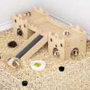 Guinea Pig Hideout House, Deluxe Wooden Hamster Hideout with Climbing Ramp & Rest Zone, Bunny Castle Tower Toy for Guinea Pig Chinchilla Gerbil Hedgehog Small Animal House Habitat Hut
