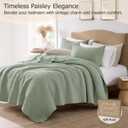 palassio Sage Green Paisley 100% Cotton Quilt California Cal King Size Bedding Sets with 2 Pillow Shams, Oversized Boho Farmhouse Vintage Soft Bedspread Shabby Chic Coverlet for All Season, 3 Pieces