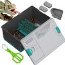 Self-Cleaning Reptile Feeder Insect Habitat with Escape-Proof Lid, Removable Climbing Frame, Water Sponge & Bug Spoon Cricket/Roach Enclosure, Easy-Clean, Ventilated for Lizards, Frogs & Pets