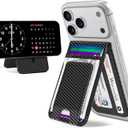 TopMade for MagSafe Wallet with Money Clip, Strongest Magnetic Card Holder for iPhone 17/16/15/14/13/12 Series, for iPhone Wallet with Adjustable Stand, ID Window, RFID Blocking, Black Carbon Fiber