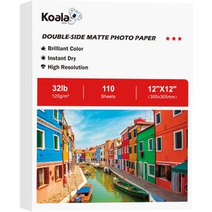 Koala Thin Presentation Paper Double-Sided Matte for Printing Photo 12X12 Inches 110 Sheets Square Photo Paper 32LB Compatible with Inkjet Printer